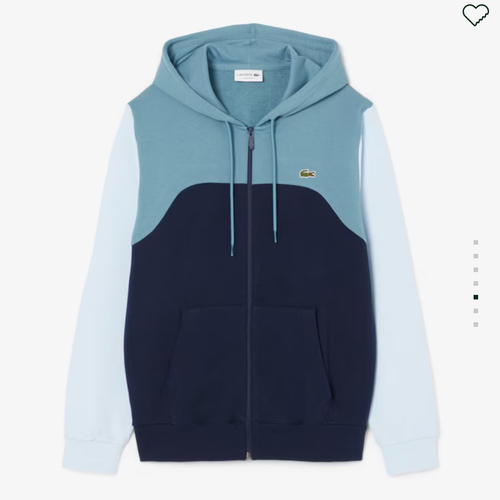 NWOT Lacoste Colorblock Blue Zip Hoodie